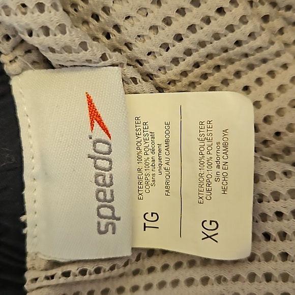 SPEEDO SWIM TRUNKS XL MEN'S  TAN NAVY BLUE RED POCKETS - Picture 5 of 8